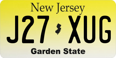 NJ license plate J27XUG