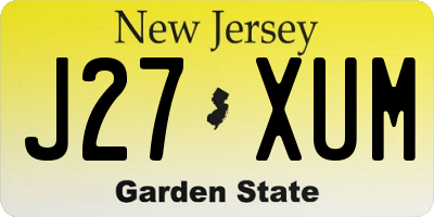 NJ license plate J27XUM