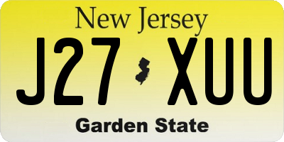 NJ license plate J27XUU