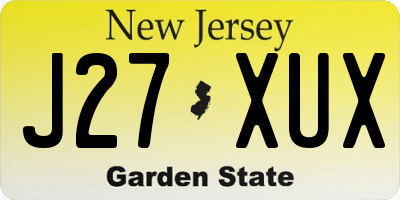 NJ license plate J27XUX