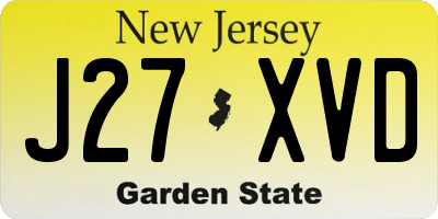 NJ license plate J27XVD