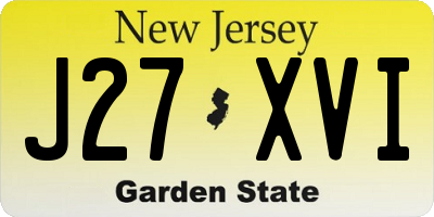 NJ license plate J27XVI