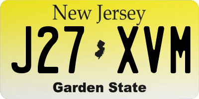 NJ license plate J27XVM