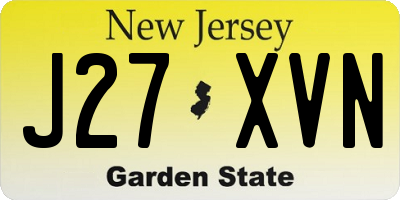 NJ license plate J27XVN