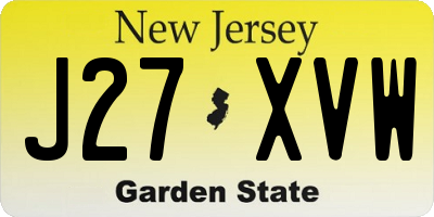 NJ license plate J27XVW