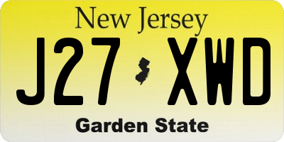 NJ license plate J27XWD
