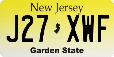 NJ license plate J27XWF
