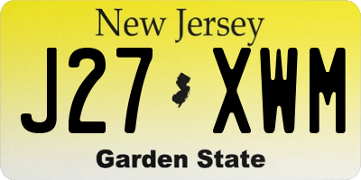 NJ license plate J27XWM