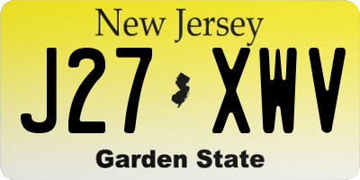 NJ license plate J27XWV