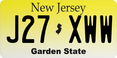 NJ license plate J27XWW