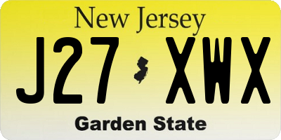 NJ license plate J27XWX