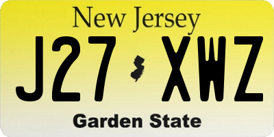 NJ license plate J27XWZ