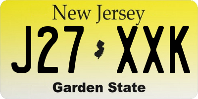 NJ license plate J27XXK
