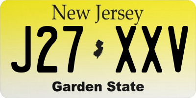 NJ license plate J27XXV