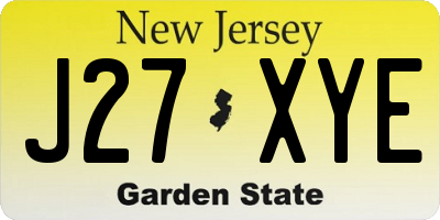 NJ license plate J27XYE