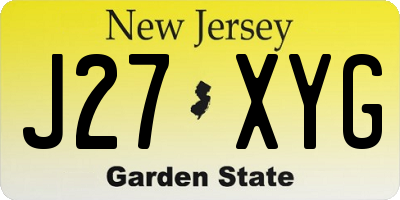 NJ license plate J27XYG