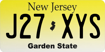 NJ license plate J27XYS