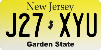 NJ license plate J27XYU