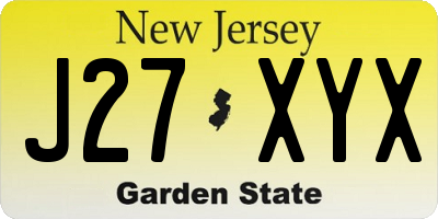 NJ license plate J27XYX