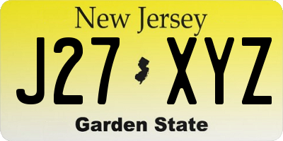 NJ license plate J27XYZ