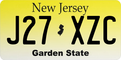 NJ license plate J27XZC