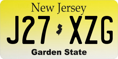 NJ license plate J27XZG