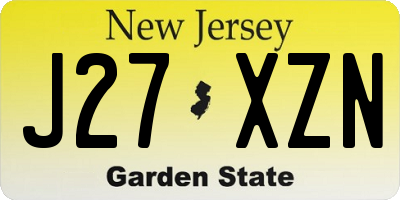 NJ license plate J27XZN