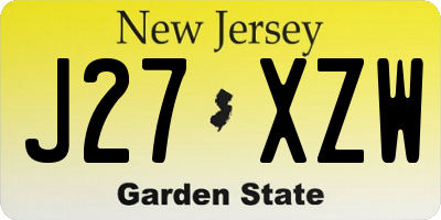 NJ license plate J27XZW