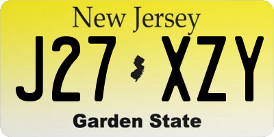 NJ license plate J27XZY