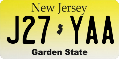 NJ license plate J27YAA