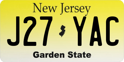 NJ license plate J27YAC