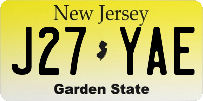 NJ license plate J27YAE
