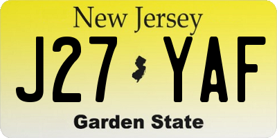 NJ license plate J27YAF