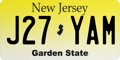 NJ license plate J27YAM