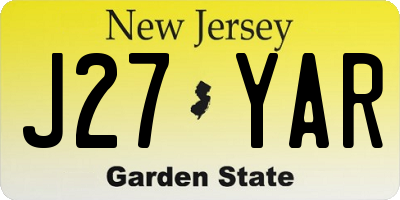 NJ license plate J27YAR