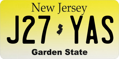 NJ license plate J27YAS