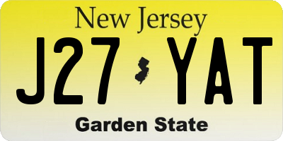 NJ license plate J27YAT