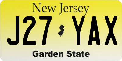 NJ license plate J27YAX
