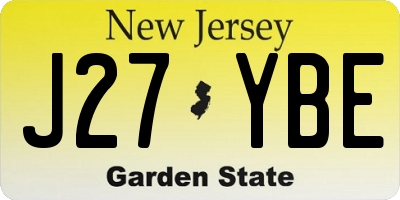 NJ license plate J27YBE