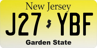 NJ license plate J27YBF
