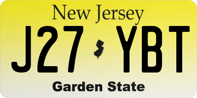 NJ license plate J27YBT