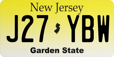 NJ license plate J27YBW
