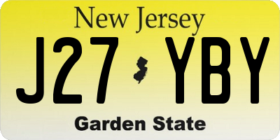 NJ license plate J27YBY