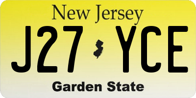 NJ license plate J27YCE