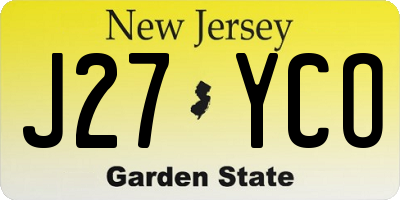 NJ license plate J27YCO