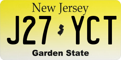 NJ license plate J27YCT