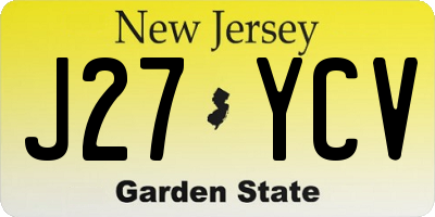 NJ license plate J27YCV