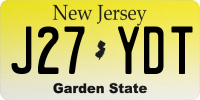 NJ license plate J27YDT