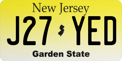 NJ license plate J27YED