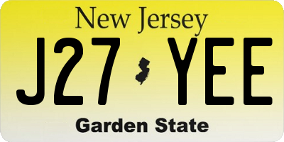 NJ license plate J27YEE